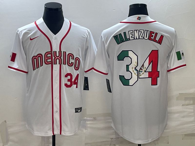 Men 2023 World Cub Mexico #34 Valenzuela White Nike MLB Jersey9->more jerseys->MLB Jersey